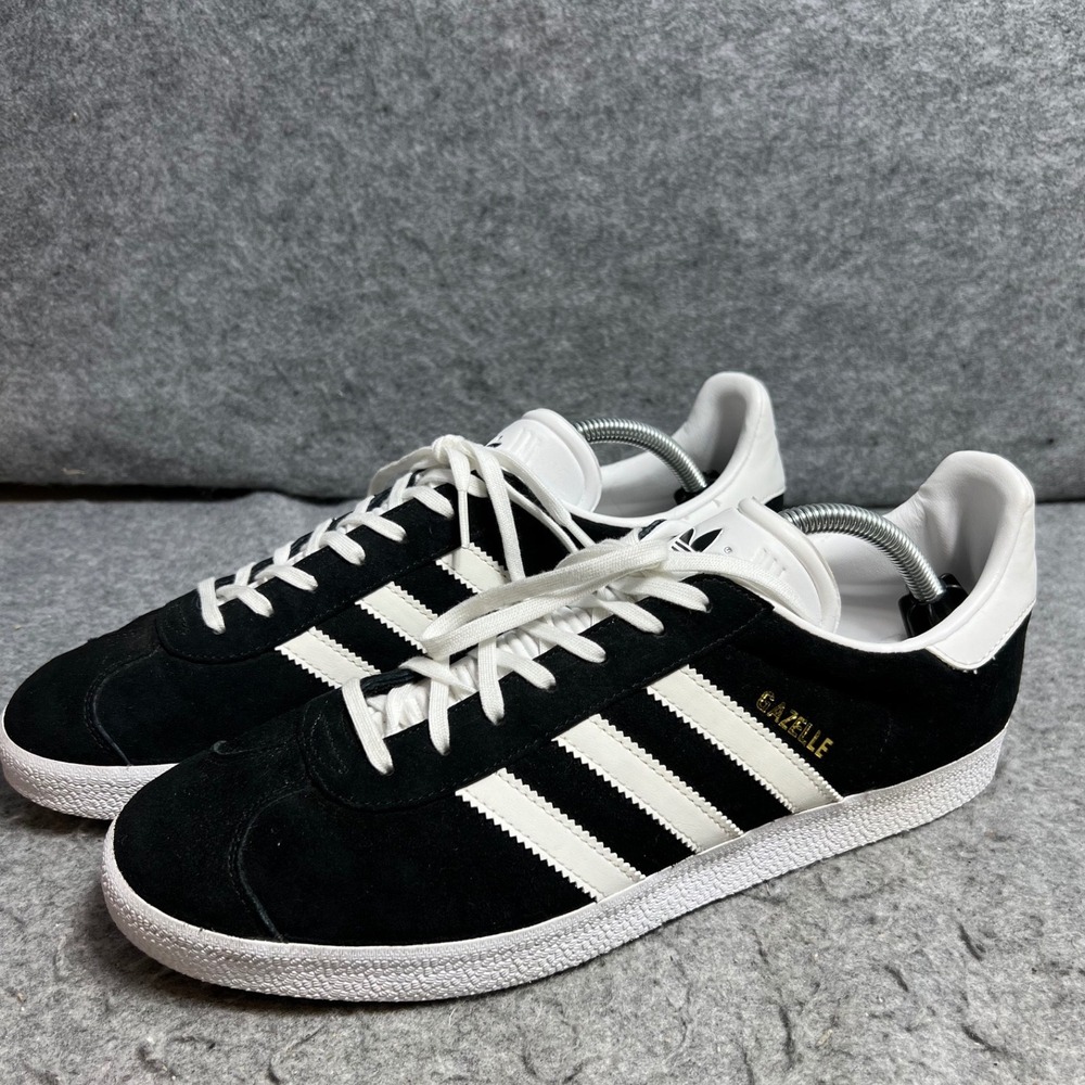 Adidas Gazelle Mens Core Black White Low Top Lace Up Sneakers Size 11.5